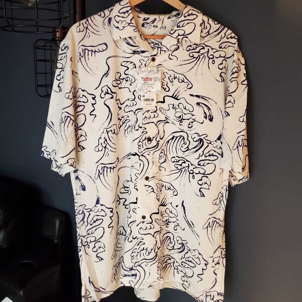 Men Hawaiian Open Collar Short-Sleeve Shirt